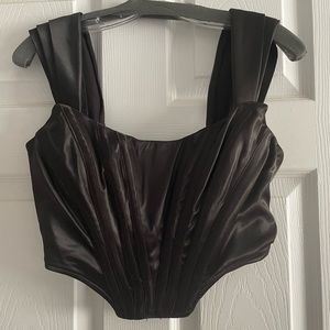 Donnee Par Dieu Black Satin Corset Top Small